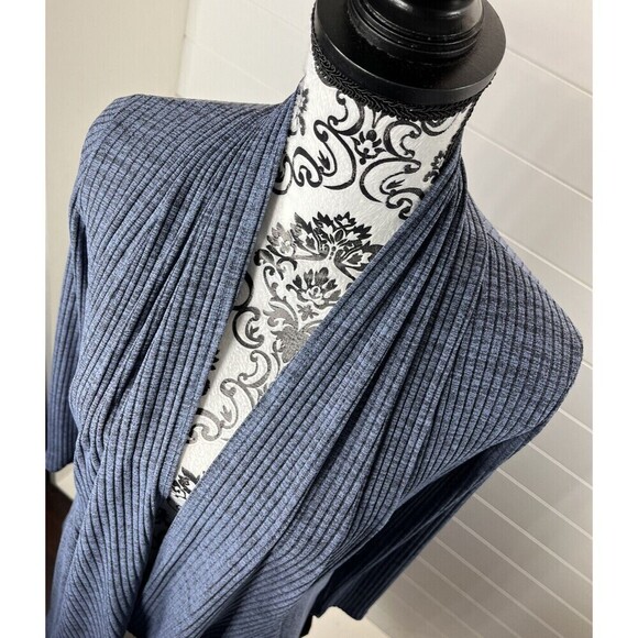 Clara SunWoo Drape Tunic Open Front Cardigan Blue XS Capsule Wardrobe Minimalist - Picture 8 of 10